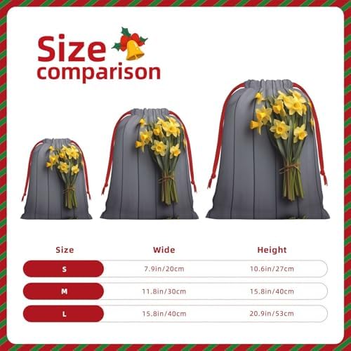 TONAUA Daffodils Print Drawstring Gift Bag