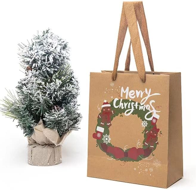 Premium Christmas Gift Bags with Ribbon Handles 6 Pack