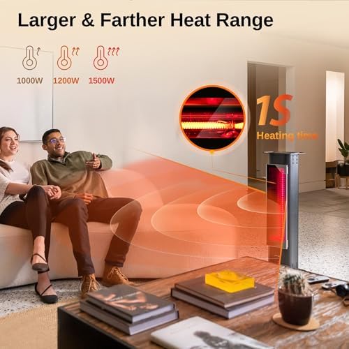 EAST OAK 1500W Electric Infrared Patio Heater with Remote Control
