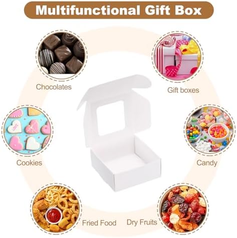 Uxcell 16Pcs Mini Kraft Treat Boxes with Clear Window