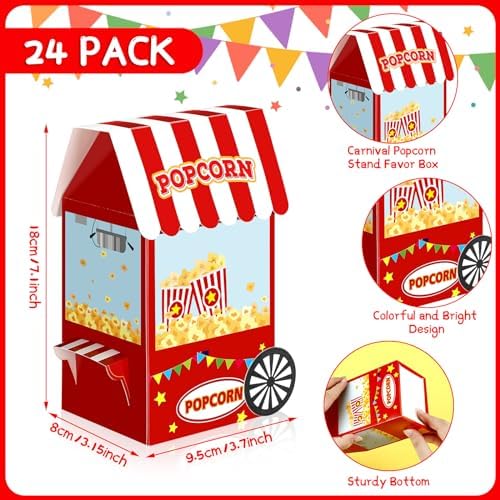 Trandraft 24 Pcs Circus Popcorn Boxes