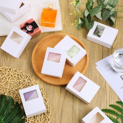 Spakon 30 Pcs Mini Kraft Soap Boxes with Window
