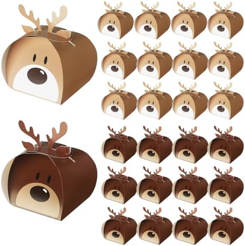 Cholemy 36 Pcs 3D Elk Christmas Cookie Gift Boxes