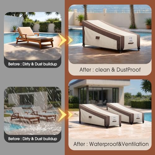 HAMLER Chaise Lounge Cover Heavy Duty Outdoor Waterproof