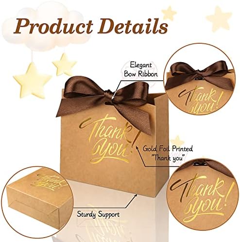 60 Pack Mini Thank You Gift Bags with Bow Ribbons