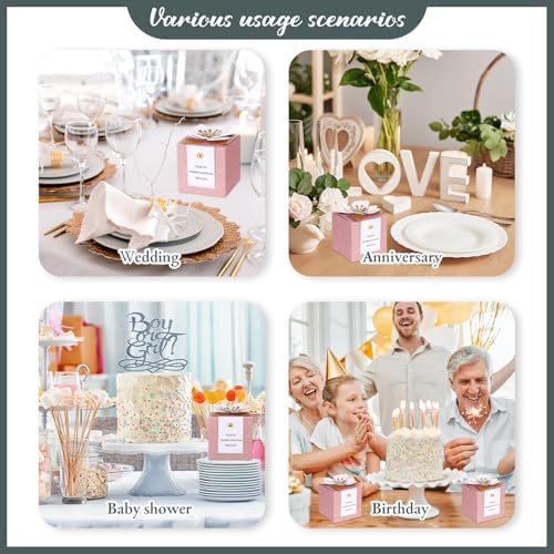 Affrolling 50 Pcs Wedding Favor Boxes with Pink Thank You Cards
