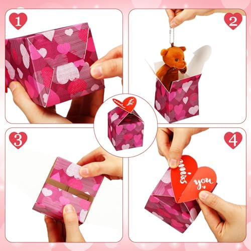 28 Pack Valentine Gift Boxes with Bear Favors