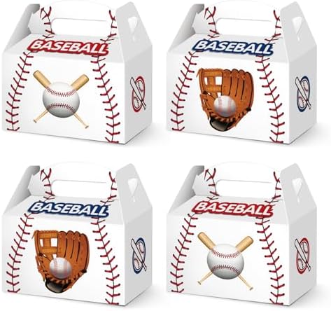 KALEFO 12PCS Baseball Gift Boxes Party Favor Treat Bags