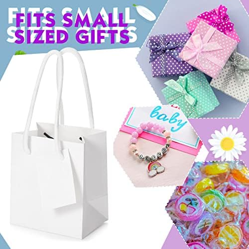 Sherr 100 Pack Mini White Gift Bags with Handles