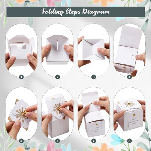 Affrolling 50 Pcs Wedding Favor Boxes with Gold Stamens