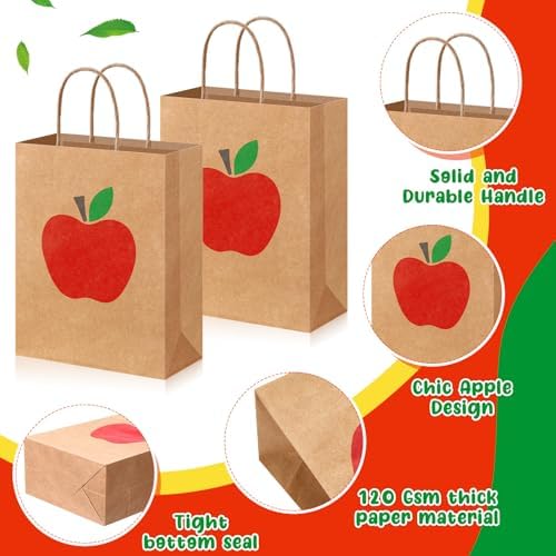 Kolldenn 48 Piece Kraft Apple Gift Bags with Handle