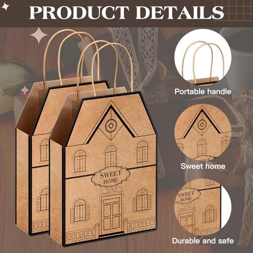 Cholemy 50 Piece House Shaped Gift Bags with Handles