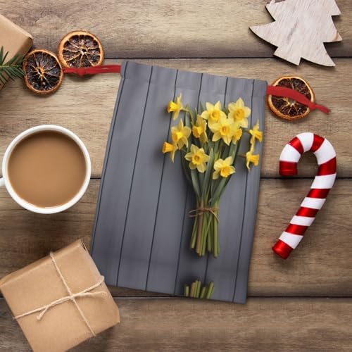 TONAUA Daffodils Print Drawstring Gift Bag