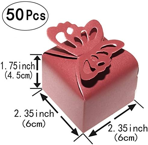 Red Butterfly Candy Favor Boxes - 50pc Wedding Party Favors