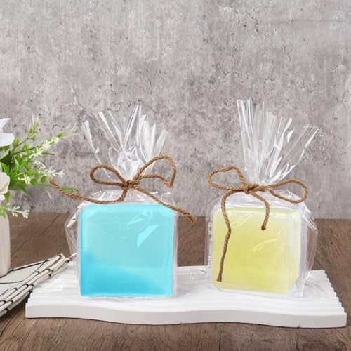 Klmnop 200Pcs Clear Soap Bags with Hemp and Paper Rope Packaging Set