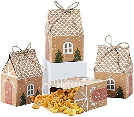 Samanter House Shape Gift Boxes with Twines 50 Pack