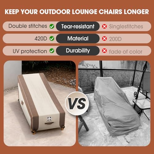 HAMLER Chaise Lounge Cover Heavy Duty Outdoor Waterproof