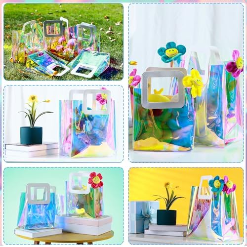 10 Pcs Reusable Holographic Gift Bags with Handle