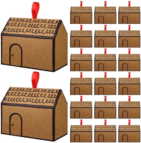 20 Pcs House Shaped Gift Boxes with Red Ribbons