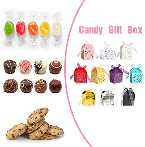50PCS Laser Cut Favor Boxes with Ribbons