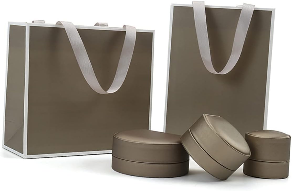 CALLARON 4Pcs Grey Paper Bags with Strong Rope Handles
