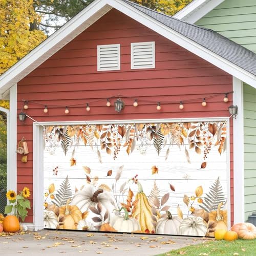 Fall Garage Door Banner with Pumpkins and Maple Leaves