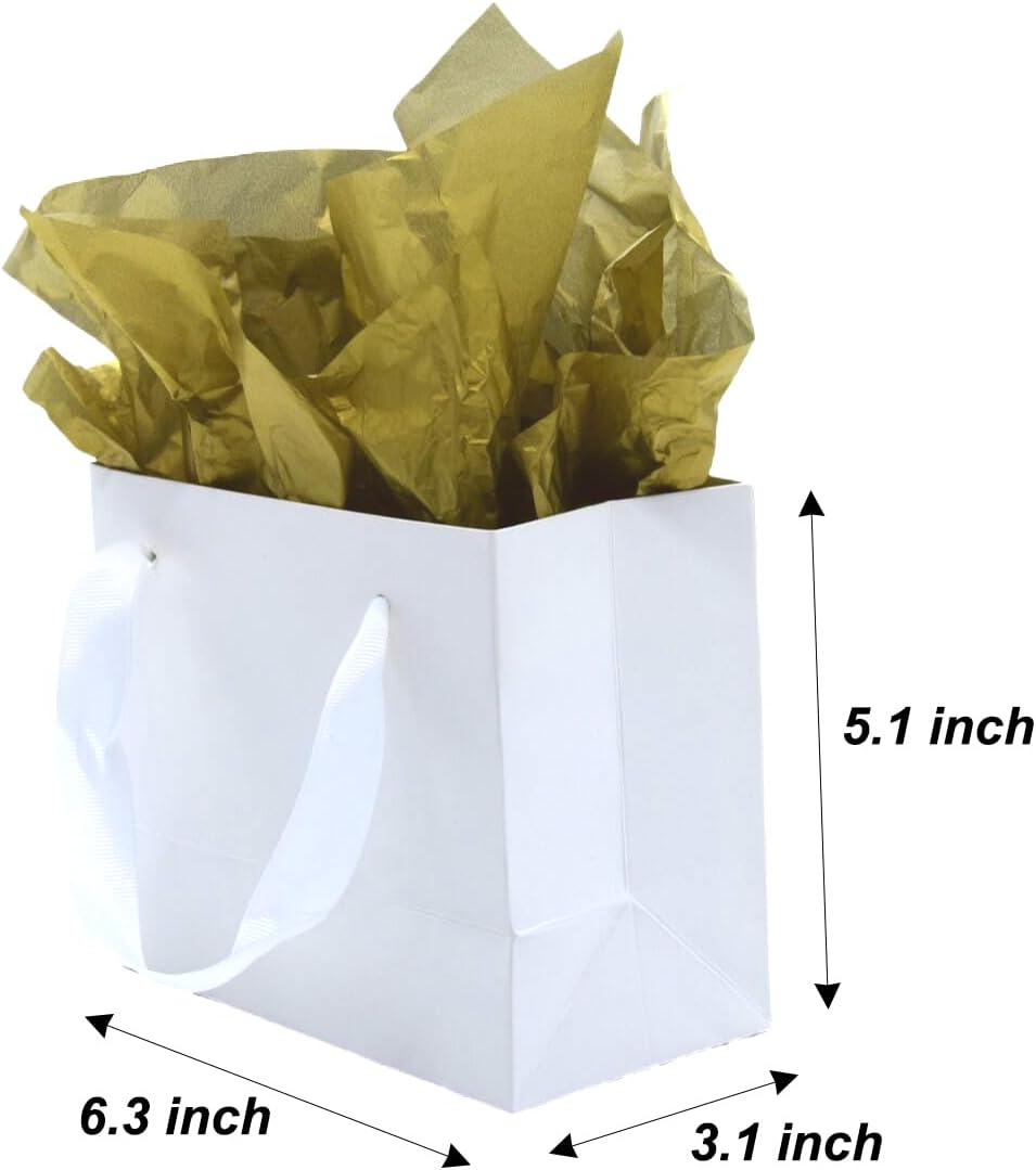 JUNESHE 6 Pack Mini Gift Bags with Handles and Tissue Paper