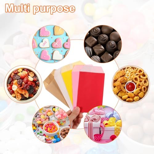 Uxcell 100Pcs Kraft Paper Treat Bags 6x4 Inch