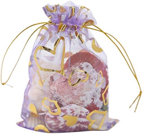 Wudygirl 100pcs Drawstring Organza Bags Lavender Love
