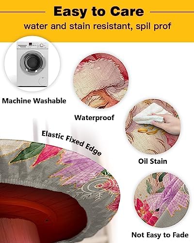 Christmas Round Waterproof Table Cover with Elastic Fitting
