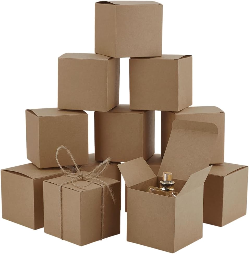 PH PandaHall 30pcs Brown Square Paper Gift Boxes