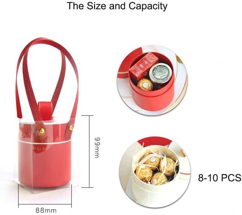 MODADA Red Beige Cylinder Gift Bags Wedding Favor Packaging Gift Box