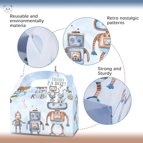 Karaqy Robot Party Favor Boxes 12 Pcs