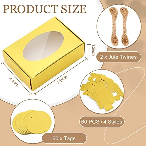 Yexiya 60 Pcs Kraft Soap Boxes with Window for Gifts