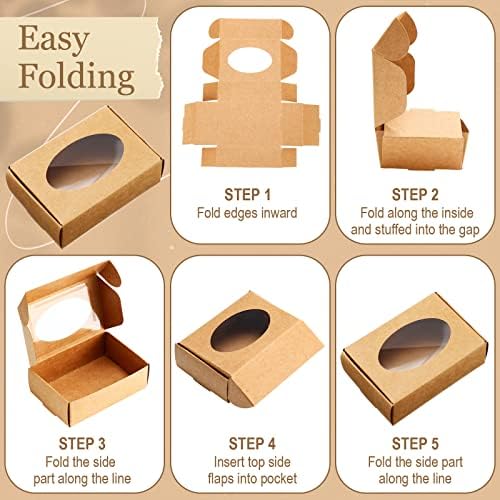 Yexiya 60 Pcs Kraft Gift Boxes with Window