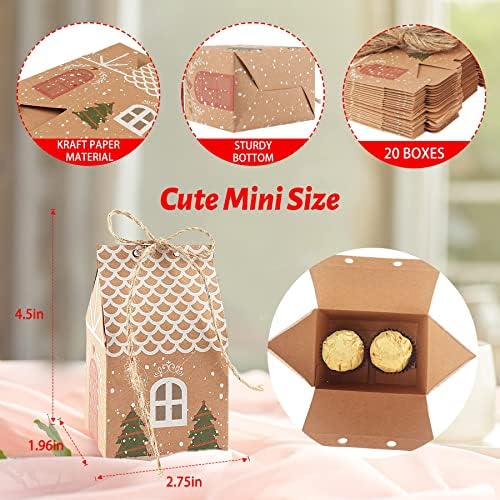 ANCIENTPWR 20 PCS Small Christmas Gingerbread Treat Boxes
