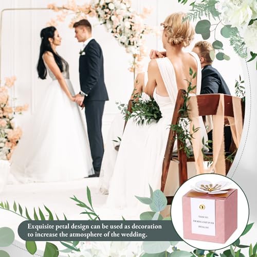 Affrolling 50 Pcs Wedding Favor Boxes with Pink Thank You Cards