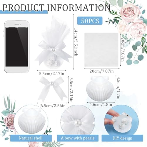 50 Pcs Seashell Candy Bags for Summer Wedding Favors