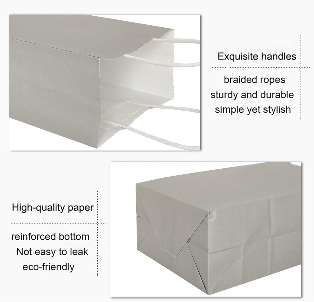 25 PCS Small Gray Kraft Gift Bags with Handles