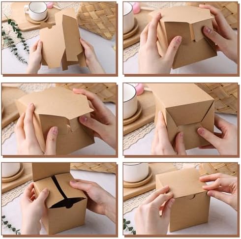 VGOODALL 50PCS 4 Inch Brown Kraft Gift Boxes for Parties