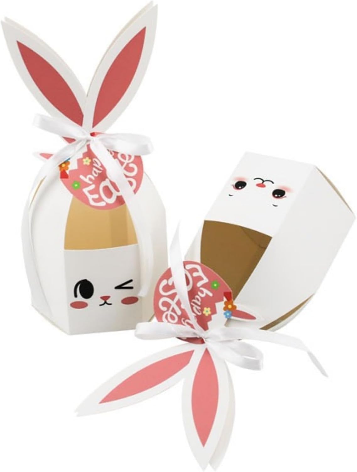DUYUMOTO 20Pcs Bunny Easter Treat Boxes with Ribbon