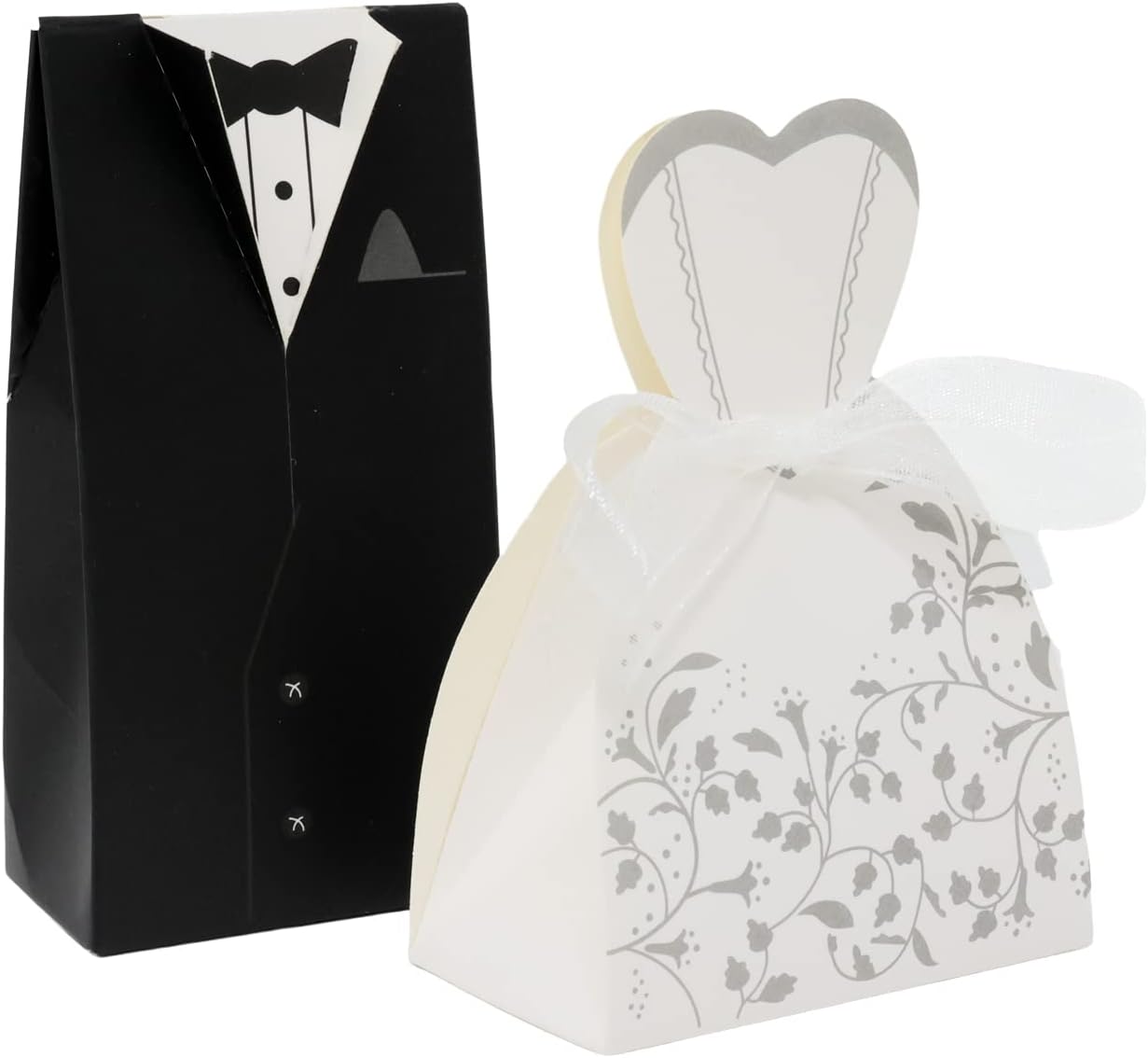 Honbay 60PCS Small Wedding Candy Boxes with Ribbon