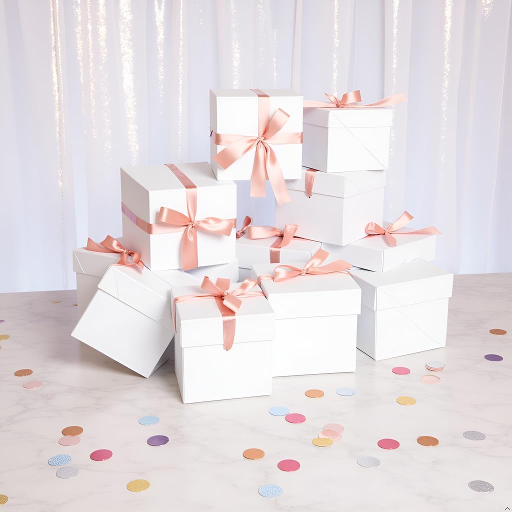 6x6x6 White Gift Boxes with Lids 12 Pcs