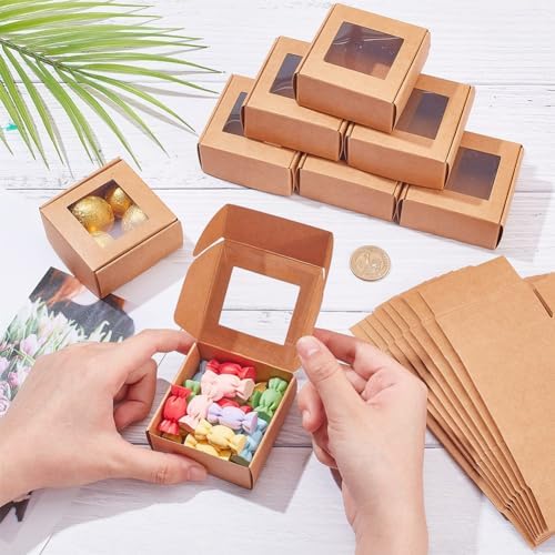 HOBBIESAY 20Pcs Folding Paper Boxes with Clear Window