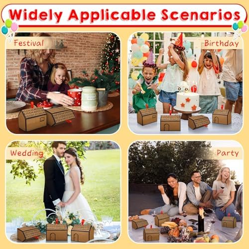 20 Pcs House Shaped Gift Boxes with Red Ribbons