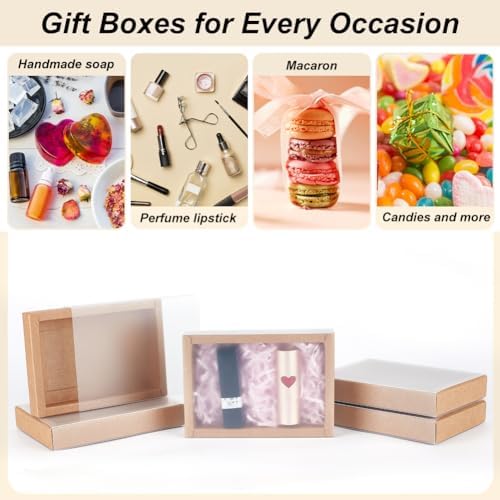 BENECREAT 30 Pack Rectangle Brown Kraft Gift Boxes