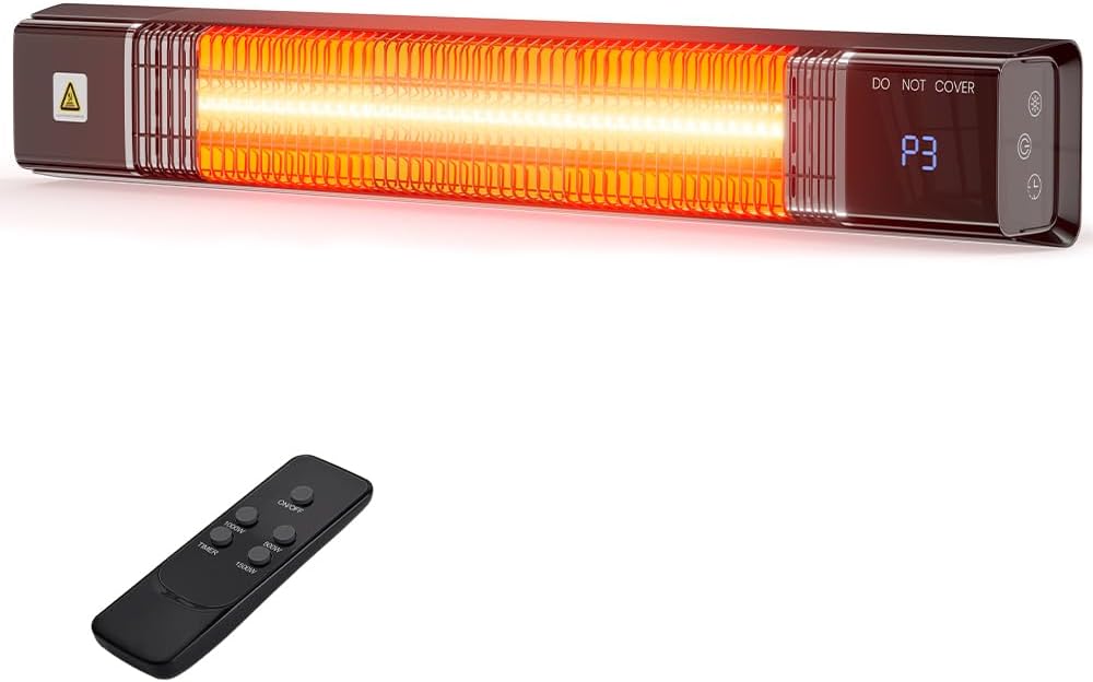 Uthfy 1500 Watt Electric Wall Mounted Patio Heater with Remote Control