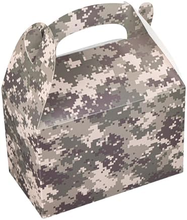 Restaurantware Camouflage Gable Party Boxes 25 Count With Handle
