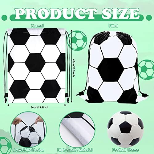 12 Pack Soccer Drawstring Bags for Gifts and Party Favs