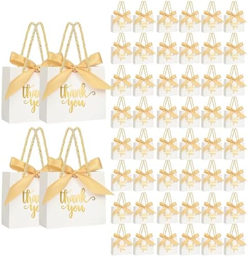 Nimbbex 50 Pack Mini Thank You Gift Bags with Handles